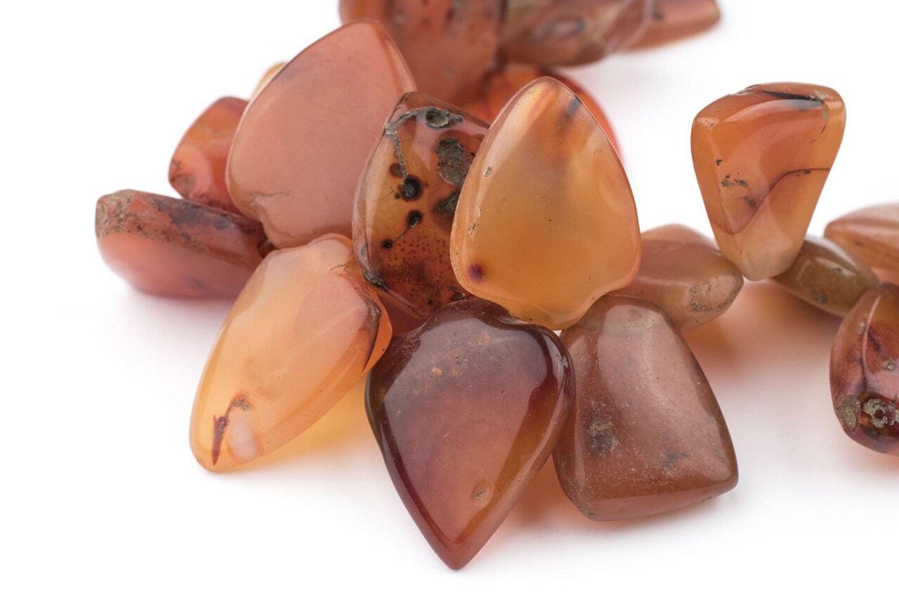 The Bead Chest African Carnelian Beads - Full Strand of Authentic Gemstone Beads from Ghana (Medallion)